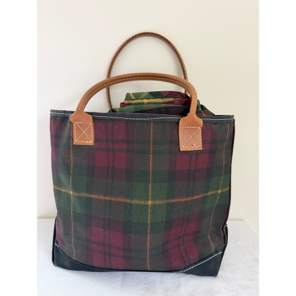 L.L.Bean Tartan Plaid Picnic Set Boat and Tote Zip Top Thermos Blanket Knife